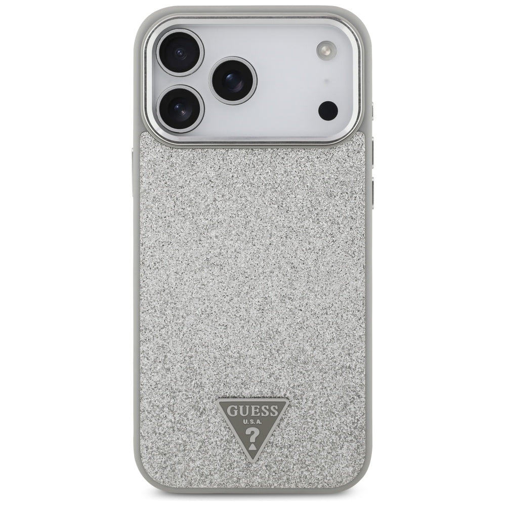 Husă Guess Glitter Triangle Logo MagSafe pentru iPhone 17 Pro Max – argintiu — imagine 2
