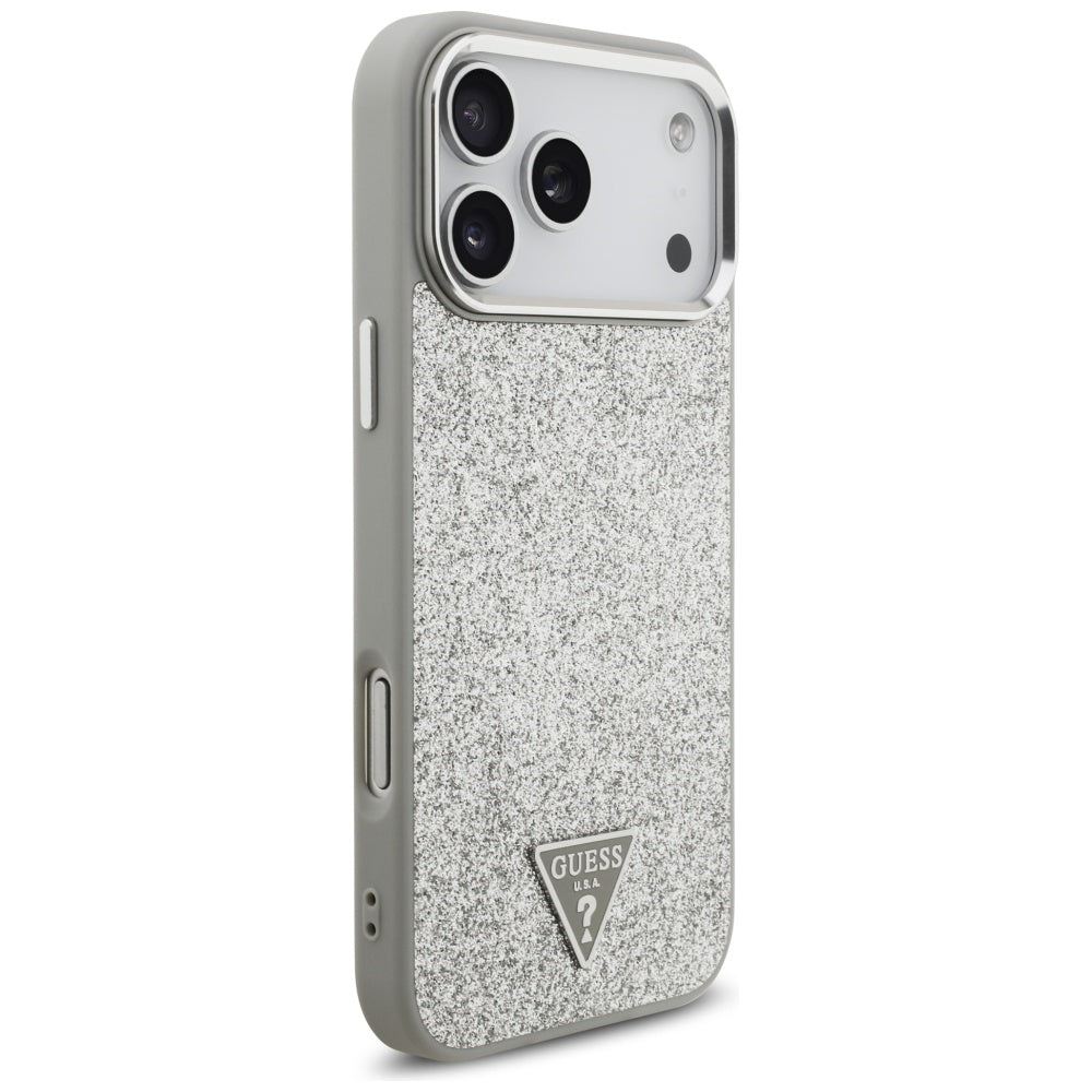 Husă Guess Glitter Triangle Logo MagSafe pentru iPhone 17 Pro Max – argintiu — imagine 3