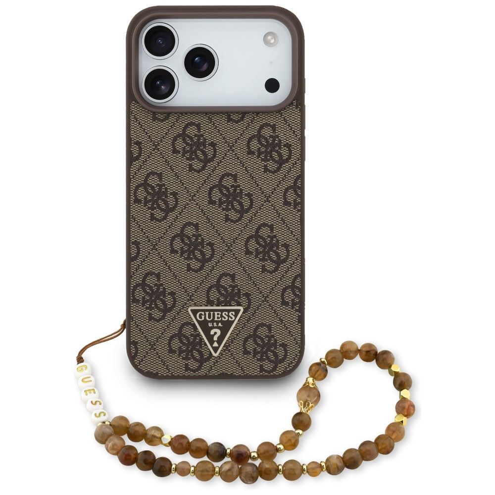 Husă Guess Hardcase 4G Strap Triangle Logo MagSafe pentru iPhone 17 Pro Max – maro — imagine 1