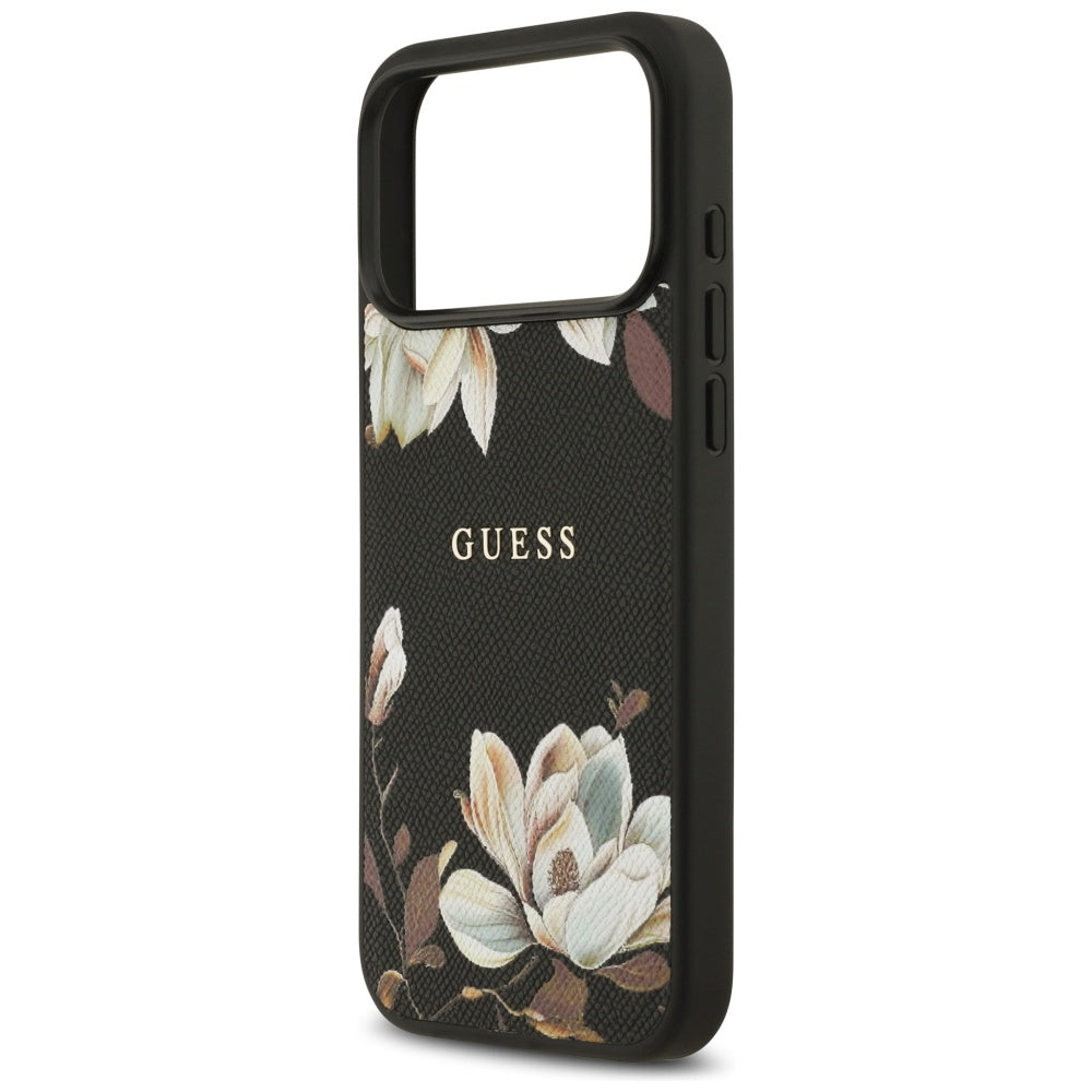 Husă Guess Grained Flowers MagSafe pentru iPhone 17 Pro Max – negru — imagine 5