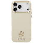 Husă Guess Grained Strass Logo MagSafe pentru iPhone 17 Pro Max – bej — imagine 2