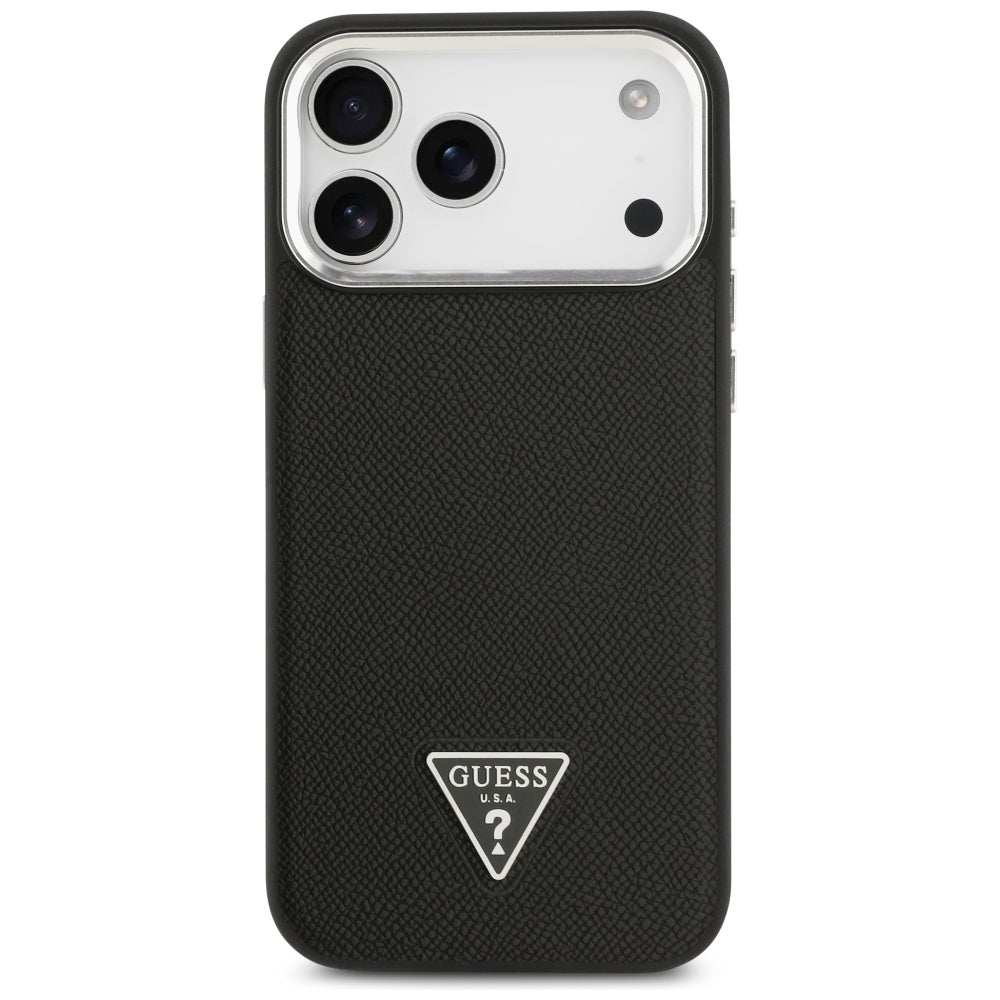 Husă Guess Grained Triangle Logo MagSafe pentru iPhone 17 Pro Max – negru (GUHMP17XPGTSPSK) — imagine 2