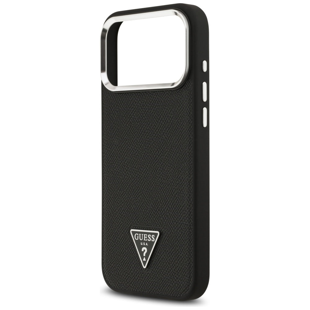 Husă Guess Grained Triangle Logo MagSafe pentru iPhone 17 Pro Max – negru (GUHMP17XPGTSPSK) — imagine 4