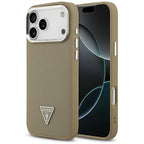 Husă Guess Grained Triangle Logo MagSafe pentru iPhone 17 Pro Max – maro — imagine 1