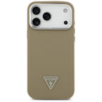 Husă Guess Grained Triangle Logo MagSafe pentru iPhone 17 Pro Max – maro — imagine 2