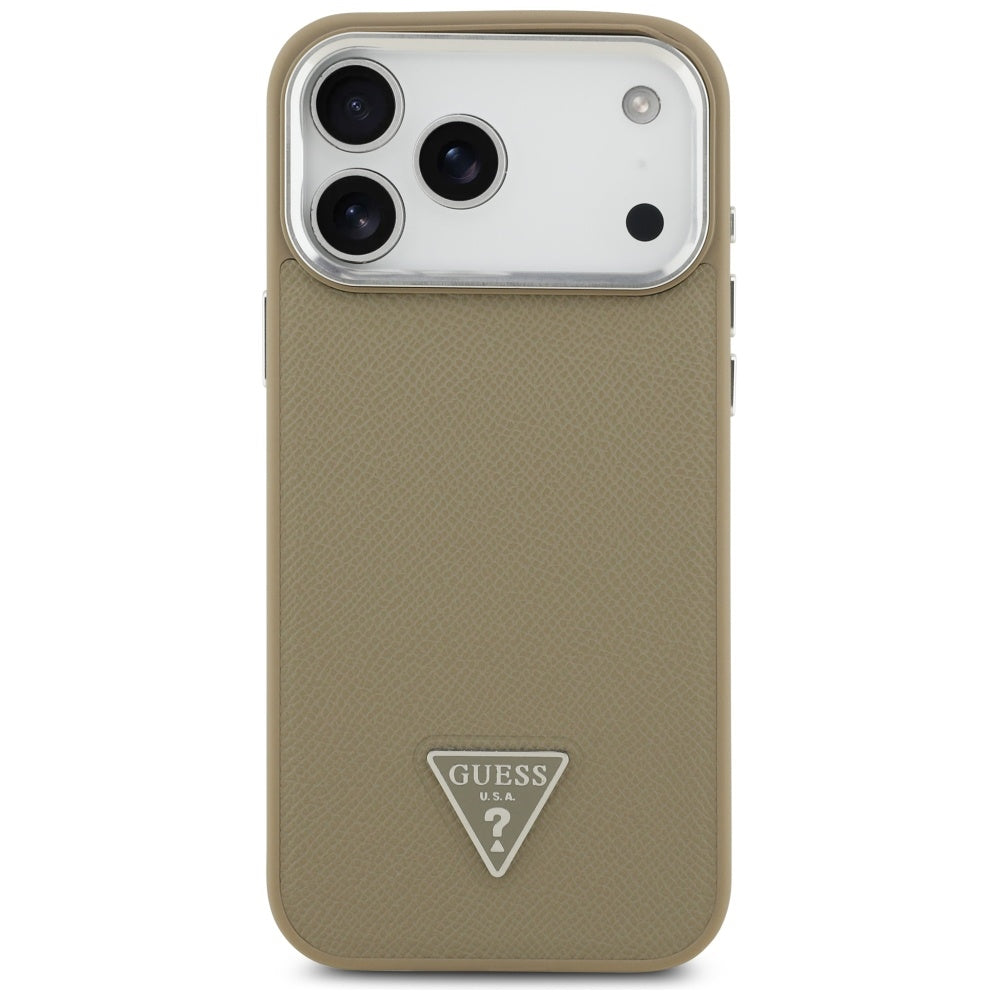 Husă Guess Grained Triangle Logo MagSafe pentru iPhone 17 Pro Max – maro — imagine 2