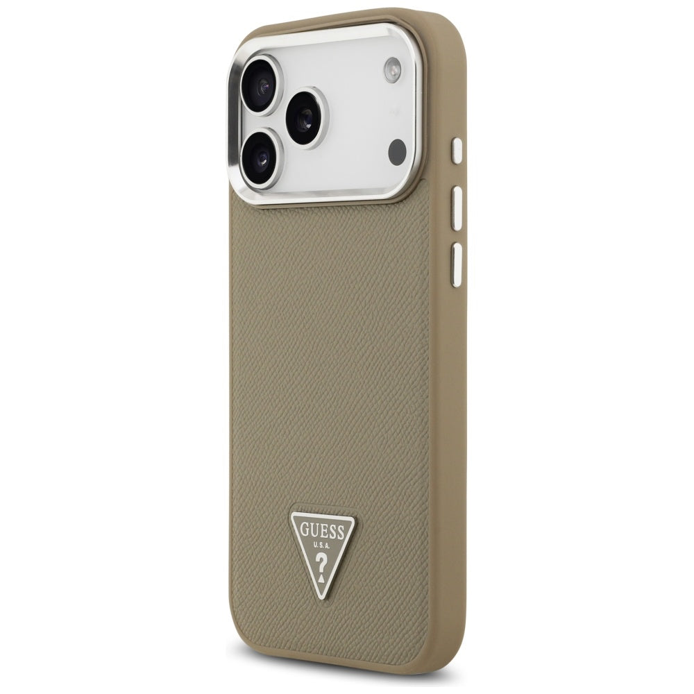 Husă Guess Grained Triangle Logo MagSafe pentru iPhone 17 Pro Max – maro — imagine 3