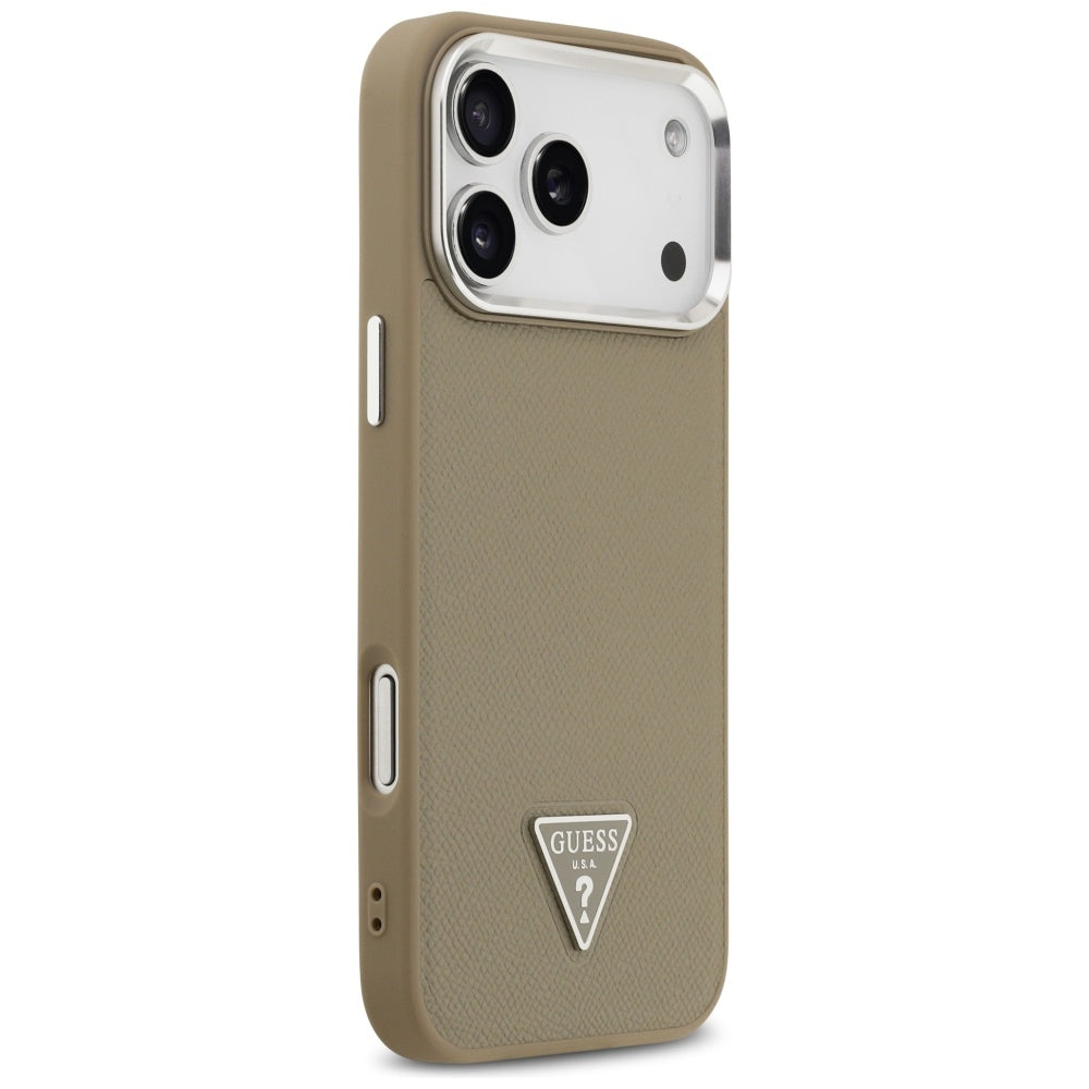 Husă Guess Grained Triangle Logo MagSafe pentru iPhone 17 Pro Max – maro — imagine 4