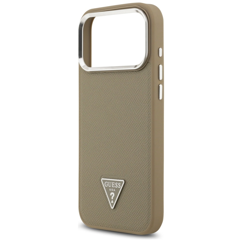 Husă Guess Grained Triangle Logo MagSafe pentru iPhone 17 Pro Max – maro — imagine 5