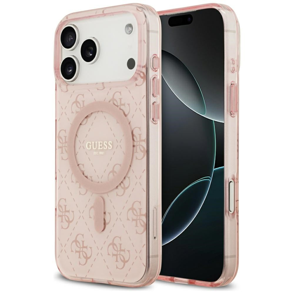 Husă Guess IML 4G Background MagSafe pentru iPhone 17 Pro Max – roz — imagine 1