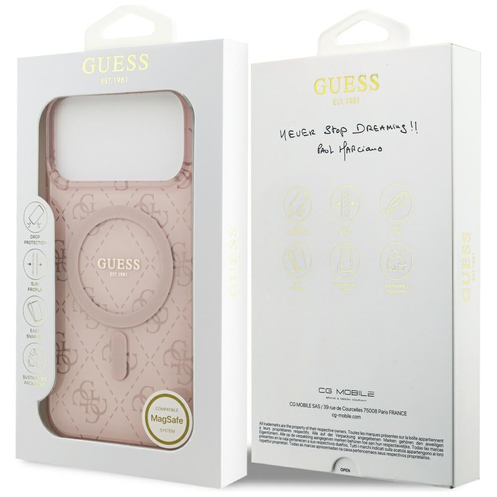 Husă Guess IML 4G Background MagSafe pentru iPhone 17 Pro Max – roz — imagine 7