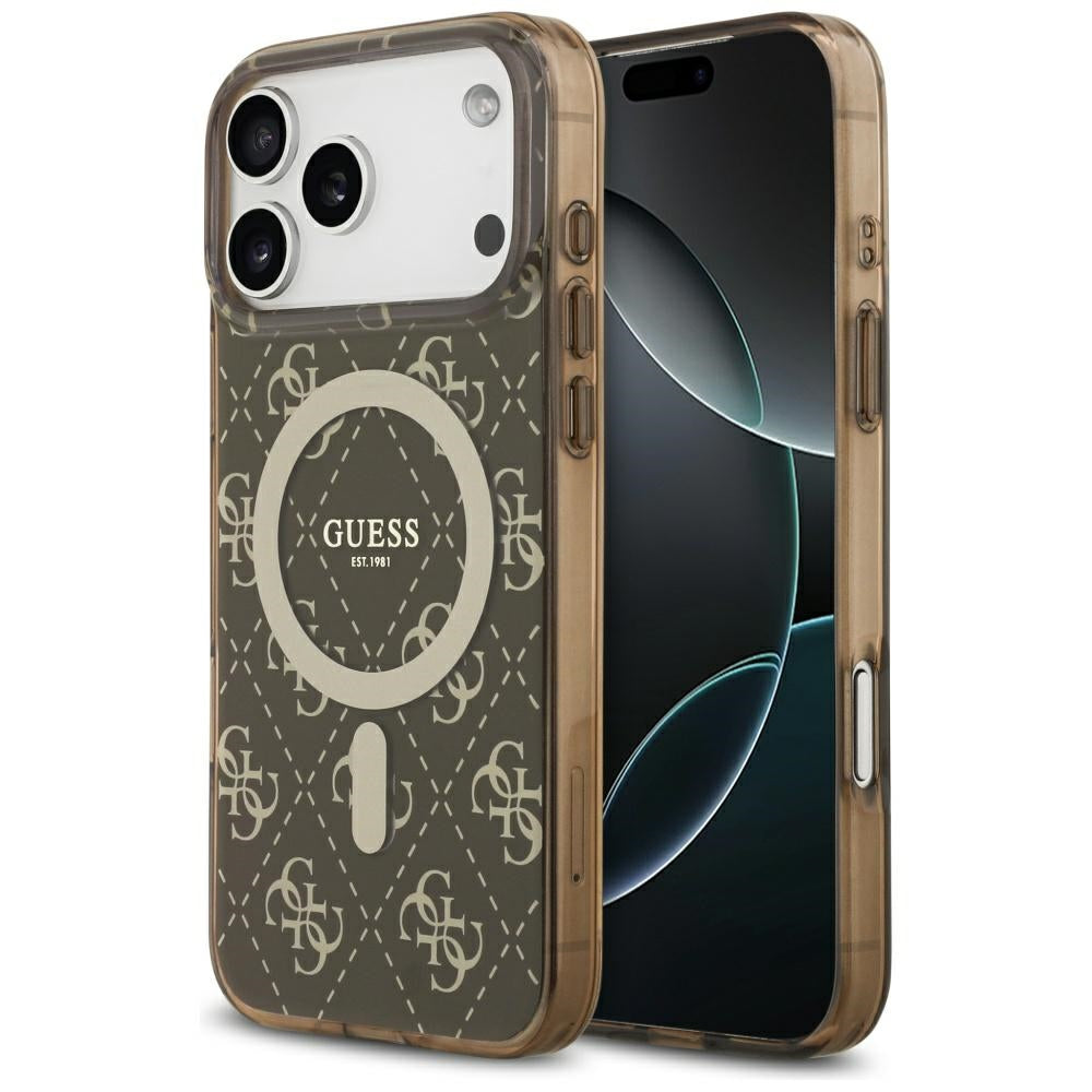 Husă Guess IML 4G Background MagSafe pentru iPhone 17 Pro Max – maro — imagine 1