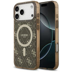 Husă Guess IML 4G Background MagSafe pentru iPhone 17 Pro Max – maro — imagine 1
