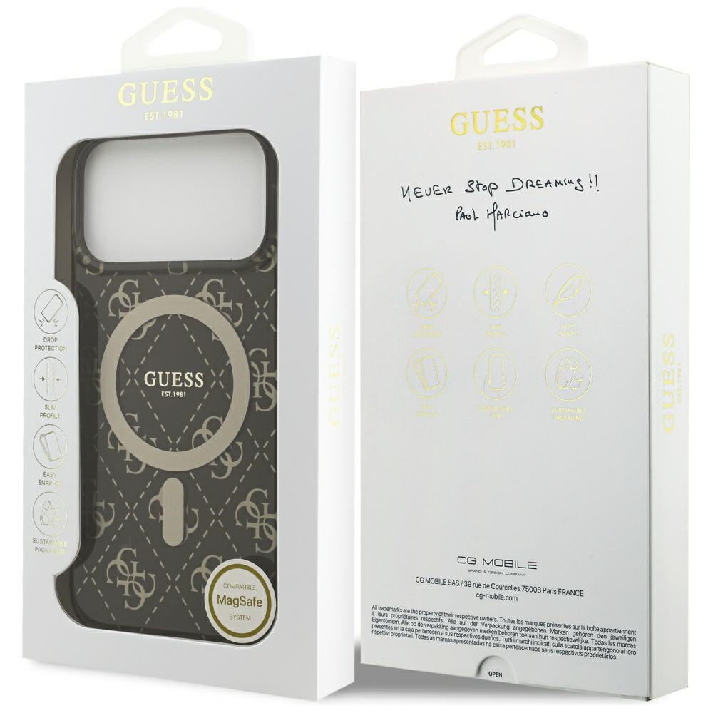 Husă Guess IML 4G Background MagSafe pentru iPhone 17 Pro Max – maro — imagine 6