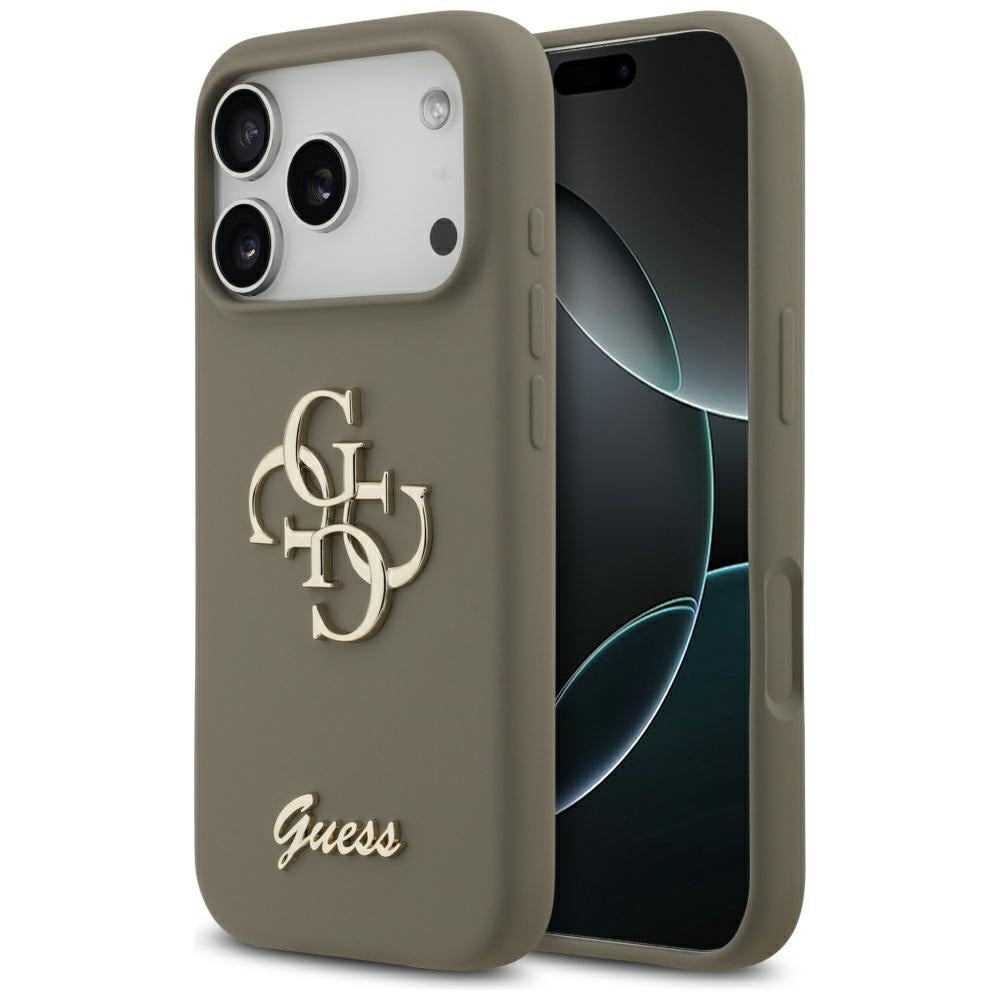 Husă Guess Silicone Big 4G Script pentru iPhone 17 Pro Max – maro — imagine 1