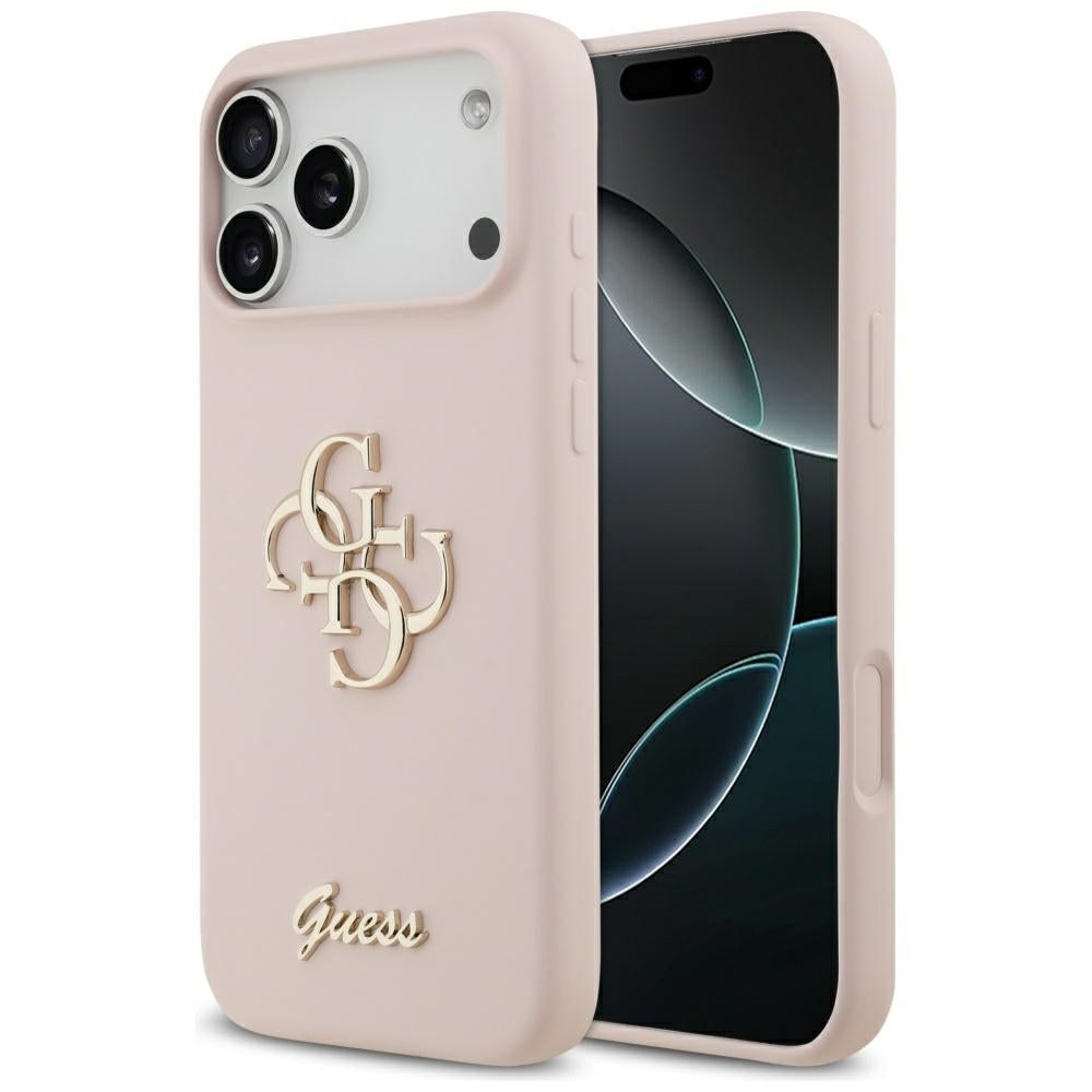 Husă Guess Silicone Big 4G Script pentru iPhone 17 Pro Max – roz deschis — imagine 1