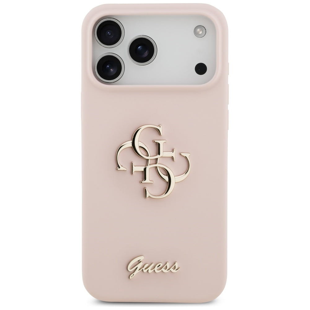 Husă Guess Silicone Big 4G Script pentru iPhone 17 Pro Max – roz deschis — imagine 3