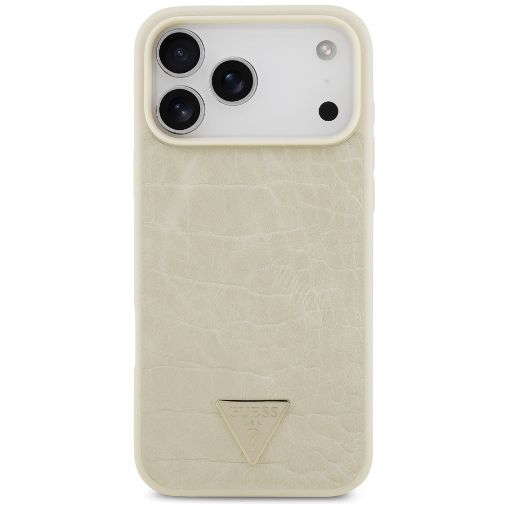 Husă Guess Croco Triangle Logo MagSafe pentru iPhone 17 Pro Max – auriu — imagine 3