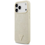 Husă Guess Croco Triangle Logo MagSafe pentru iPhone 17 Pro Max – auriu — imagine 5
