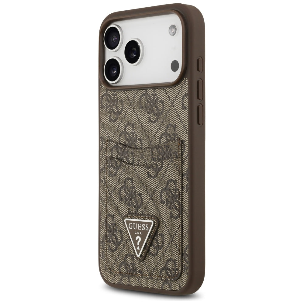 Husă Guess Hardcase 4G Double Card Triangle pentru iPhone 17 Pro Max – maro — imagine 3