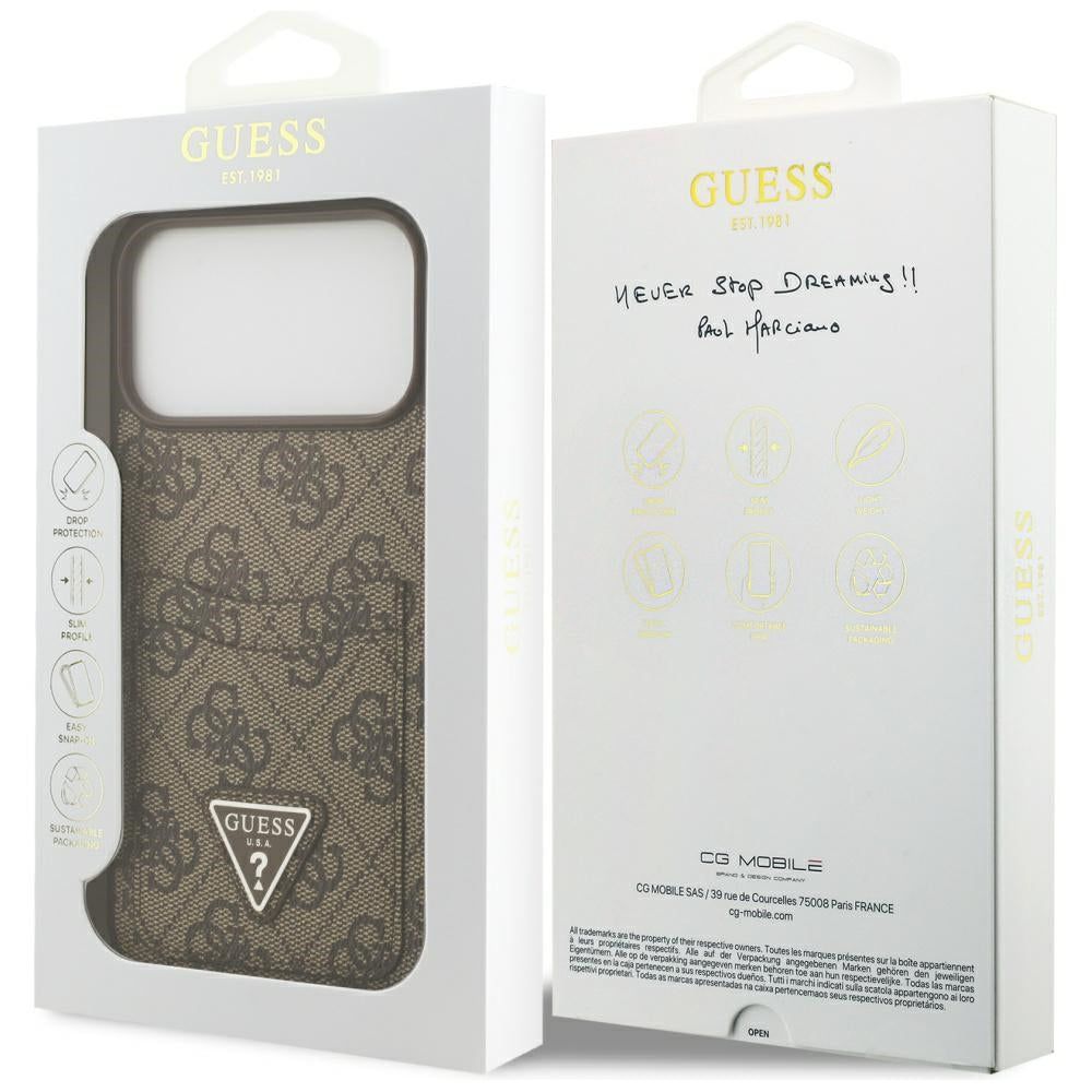 Husă Guess Hardcase 4G Double Card Triangle pentru iPhone 17 Pro Max – maro — imagine 7