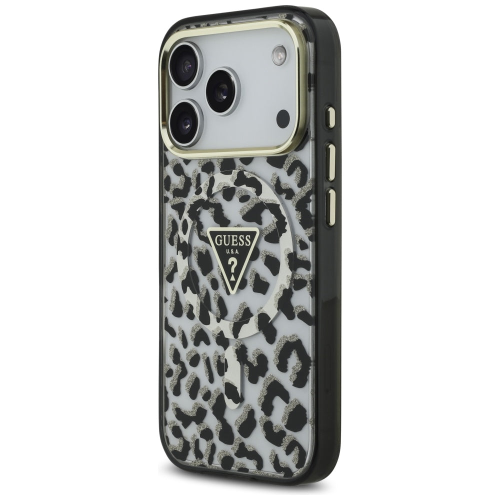 Husă Guess Leopard Glitter MagSafe pentru iPhone 17 Pro Max – negru — imagine 2
