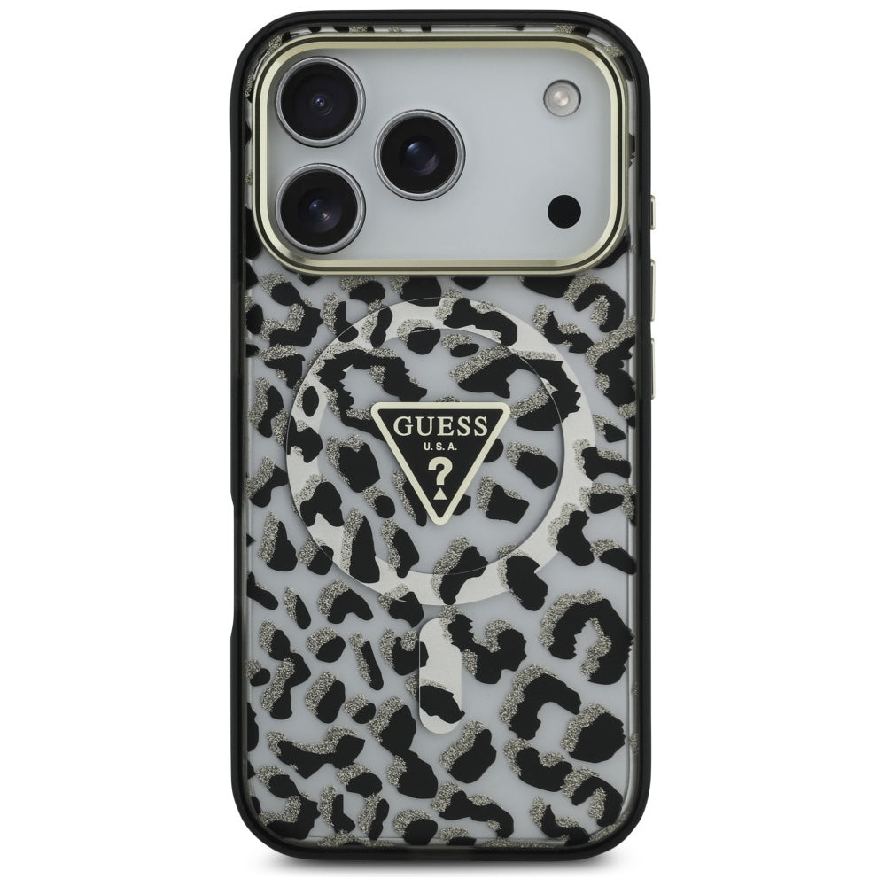 Husă Guess Leopard Glitter MagSafe pentru iPhone 17 Pro Max – negru — imagine 3
