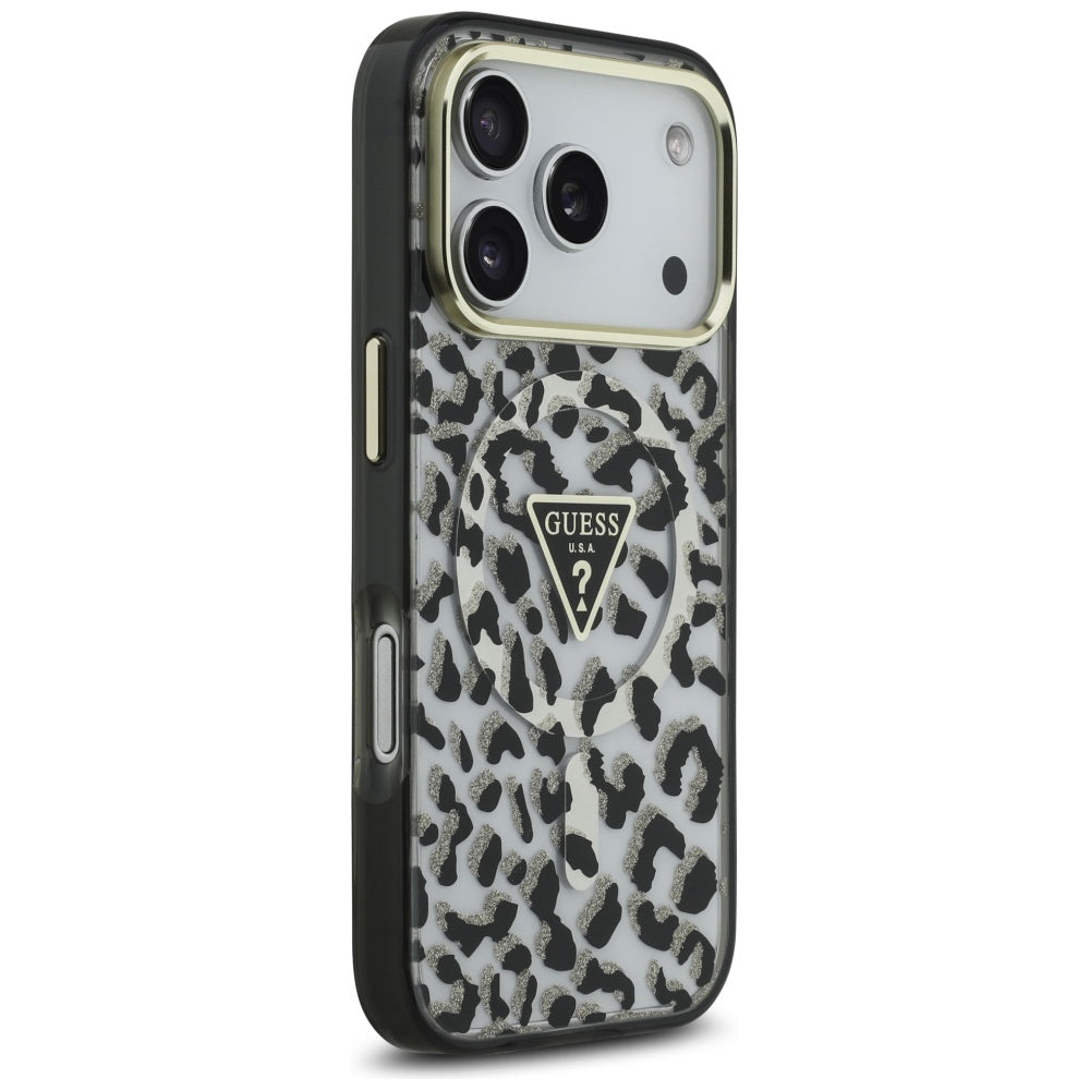 Husă Guess Leopard Glitter MagSafe pentru iPhone 17 Pro Max – negru — imagine 6