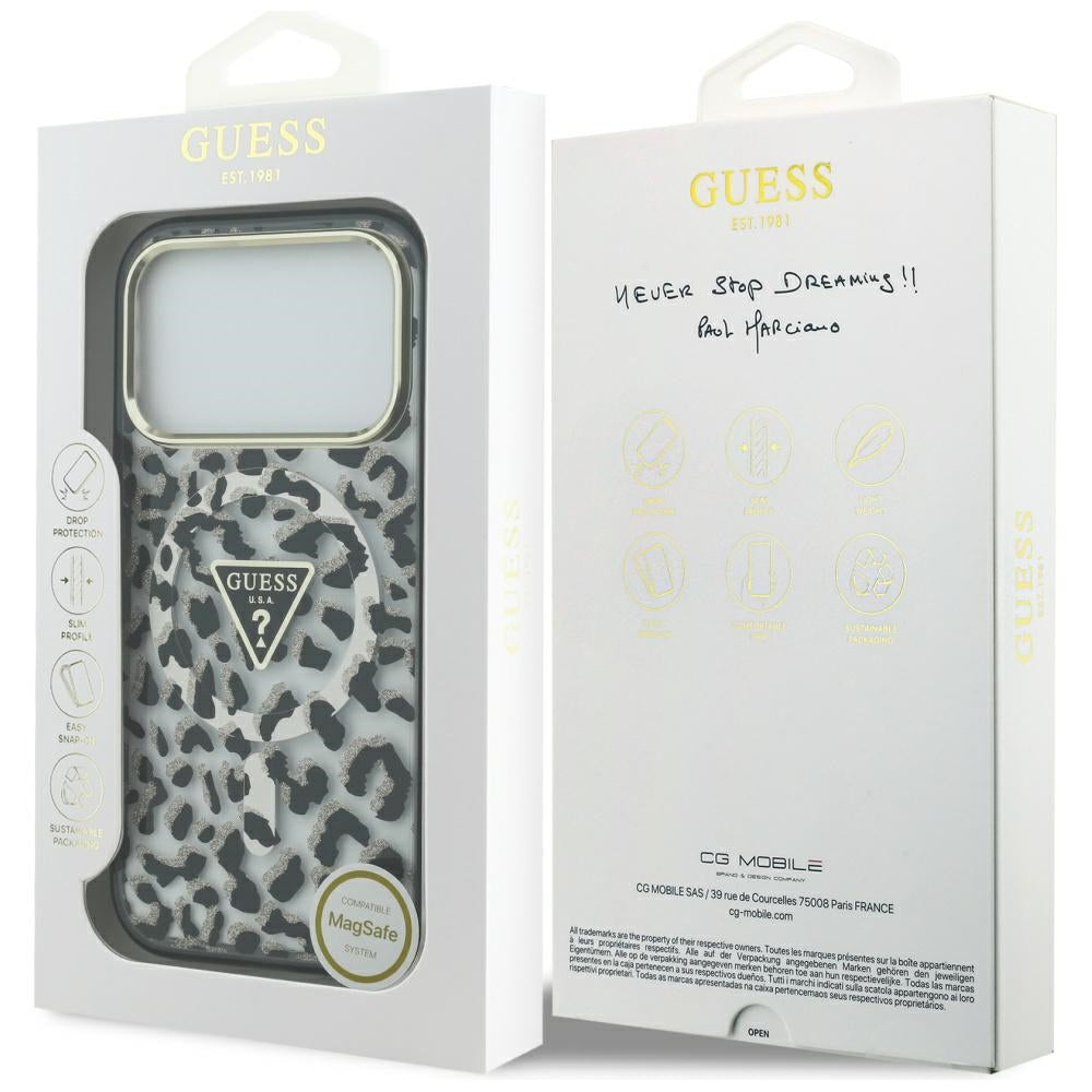 Husă Guess Leopard Glitter MagSafe pentru iPhone 17 Pro Max – negru — imagine 7