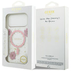 Husă Guess Resin Flowers and Glitter MagSafe pentru iPhone 17 Pro Max – roz (GUHMP17XRBFGFGMP) — imagine 7
