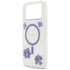 Husă Guess Resin Flowers and Glitter MagSafe pentru iPhone 17 Pro Max – mov (GUHMP17XRBFGFGMU) — imagine 4