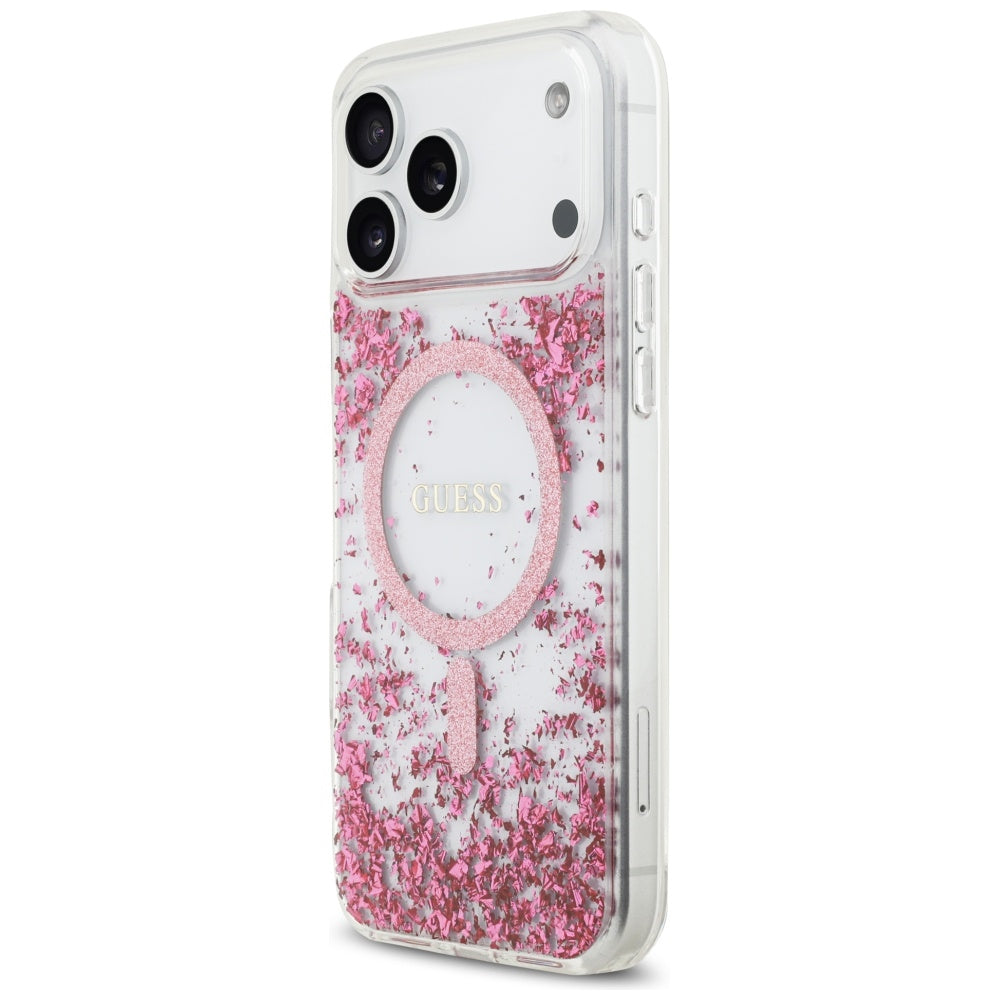 Husă Guess Resin Bottom Glitter MagSafe pentru iPhone 17 Pro Max – roz (GUHMP17XRGRGEP) — imagine 4