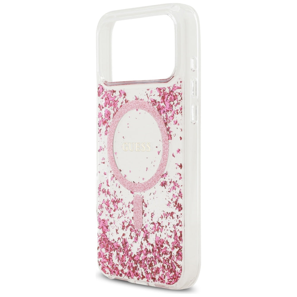 Husă Guess Resin Bottom Glitter MagSafe pentru iPhone 17 Pro Max – roz (GUHMP17XRGRGEP) — imagine 5
