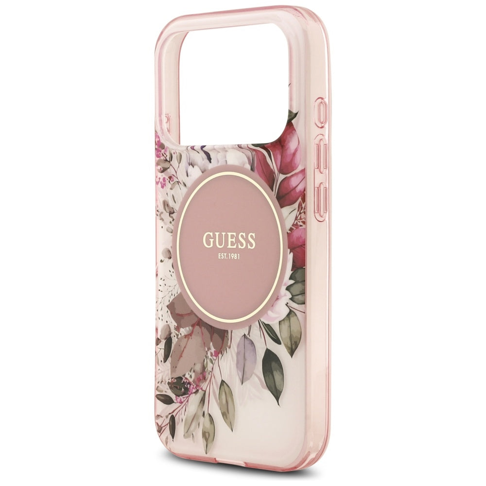 Husă Guess IML Flower & Tonal Circle MagSafe pentru iPhone 17 Pro Max – roz — imagine 5