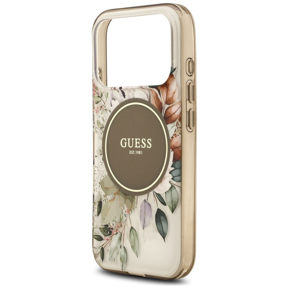 Husă Guess IML Flower & Tonal Circle MagSafe pentru iPhone 17 Pro Max – maro — imagine 6