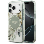 Husă Guess IML Flower & Tonal Circle MagSafe pentru iPhone 17 Pro Max – verde — imagine 1