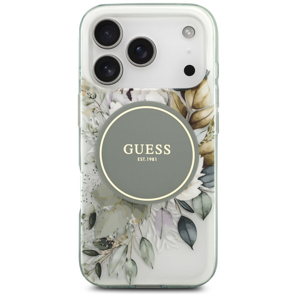 Husă Guess IML Flower & Tonal Circle MagSafe pentru iPhone 17 Pro Max – verde — imagine 2