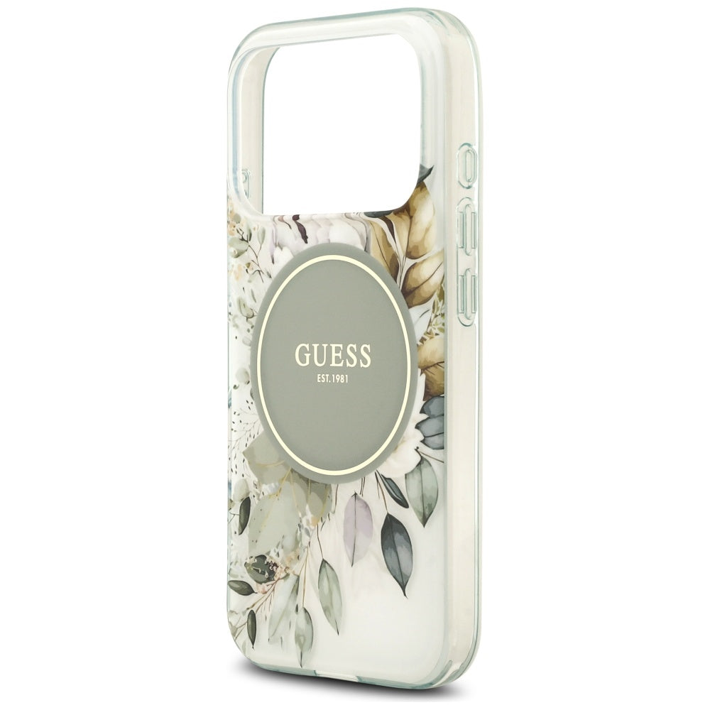 Husă Guess IML Flower & Tonal Circle MagSafe pentru iPhone 17 Pro Max – verde — imagine 6