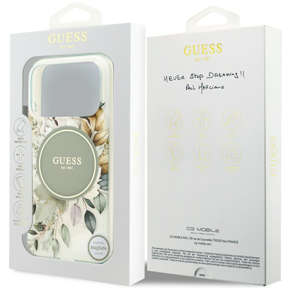Husă Guess IML Flower & Tonal Circle MagSafe pentru iPhone 17 Pro Max – verde — imagine 7