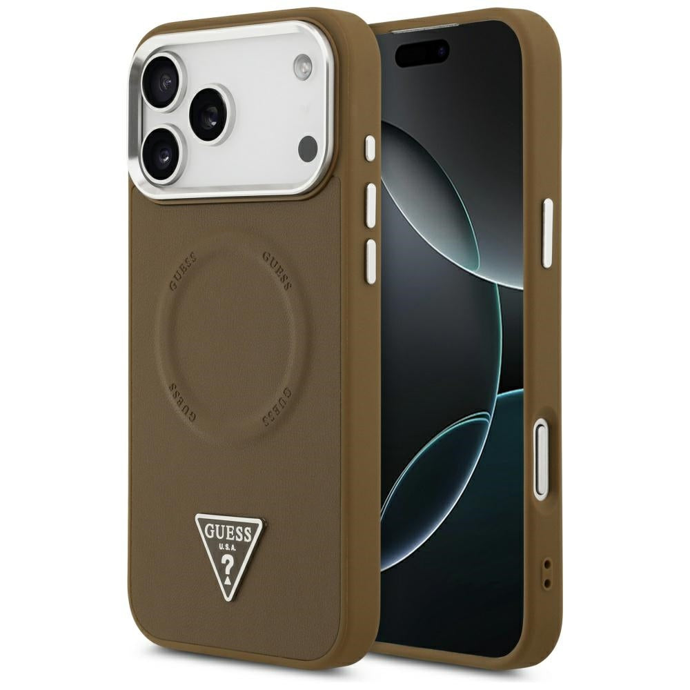 Husă Guess Hardcase Triangle Logo MagSafe pentru iPhone 17 Pro Max – maro — imagine 1