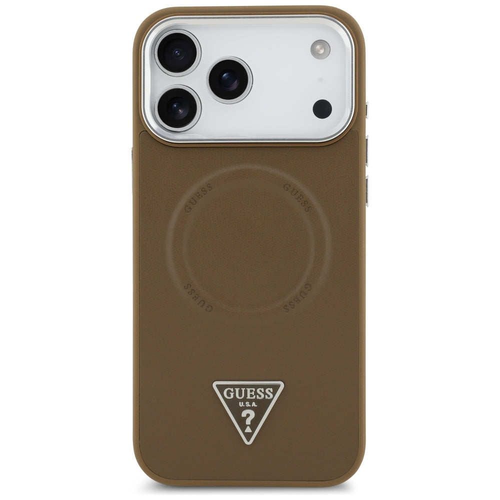 Husă Guess Hardcase Triangle Logo MagSafe pentru iPhone 17 Pro Max – maro — imagine 2