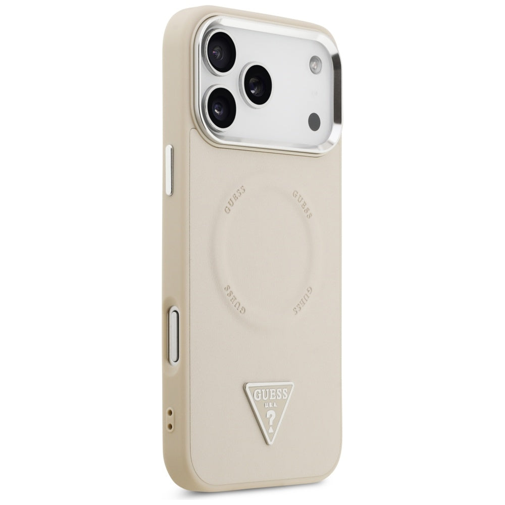 Husă Guess Hardcase Triangle Logo MagSafe pentru iPhone 17 Pro Max – bej — imagine 3