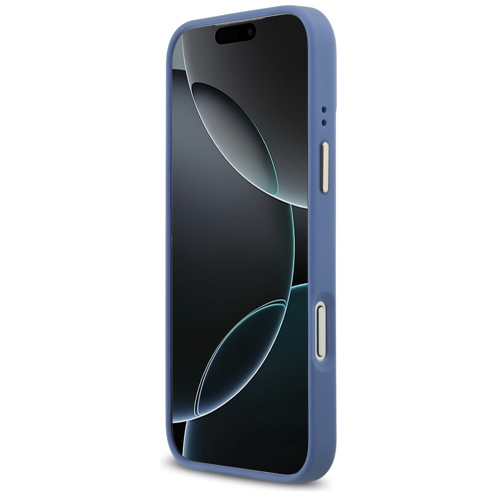 Husă Guess 4G Strass Logo with Big Strap Metal Button MagSafe pentru iPhone 17 Pro Max – albastru — imagine 6
