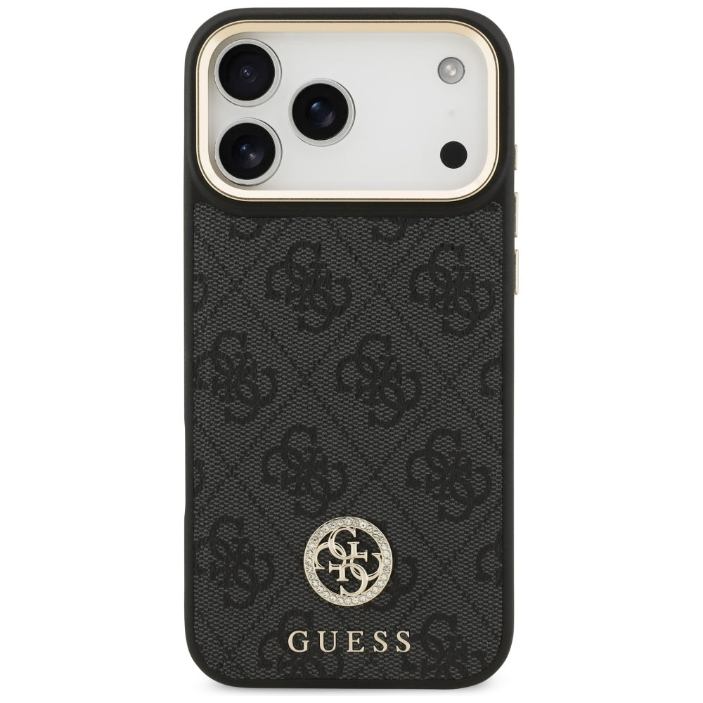 Husă Guess 4G Strass Logo with Big Strap Metal Button MagSafe pentru iPhone 17 Pro Max – negru — imagine 2
