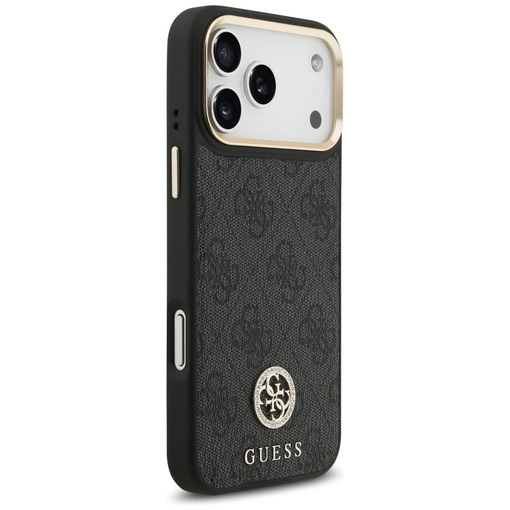 Husă Guess 4G Strass Logo with Big Strap Metal Button MagSafe pentru iPhone 17 Pro Max – negru — imagine 3