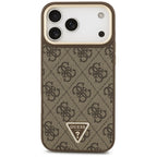 Husă Guess 4G Triangle Logo with Big Strap Metal Button MagSafe pentru iPhone 17 Pro Max – maro — imagine 2