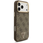 Husă Guess 4G Triangle Logo with Big Strap Metal Button MagSafe pentru iPhone 17 Pro Max – maro — imagine 5