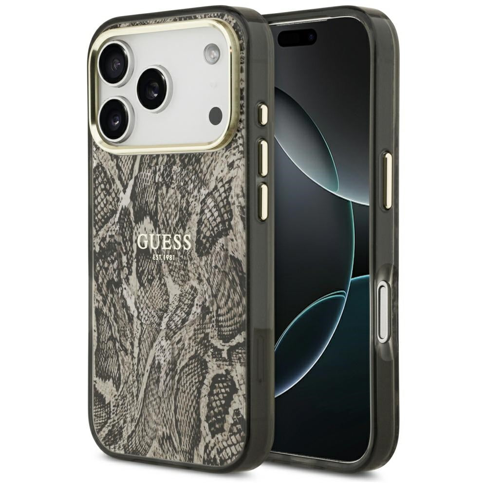 Husă Guess Python Pattern MagSafe pentru iPhone 17 Pro Max – maro (GUHMP17XHIMPYGW) — imagine 1