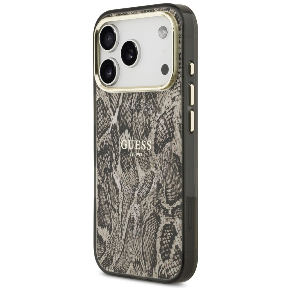 Husă Guess Python Pattern MagSafe pentru iPhone 17 Pro Max – maro (GUHMP17XHIMPYGW) — imagine 4