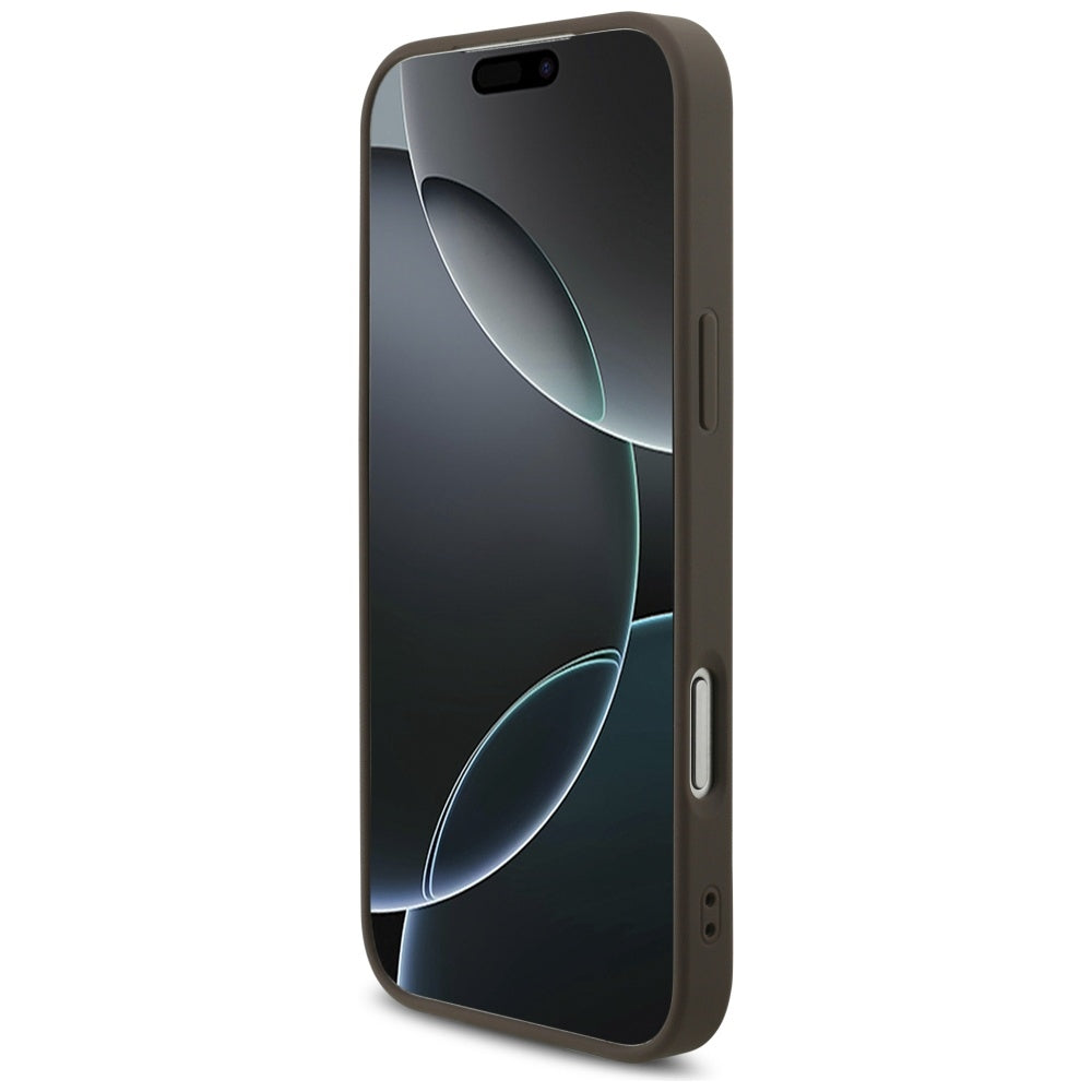 Husă Guess Hardcase 4G Classic Logo with Pearl Strap pentru iPhone 17 Pro Max – maro — imagine 4
